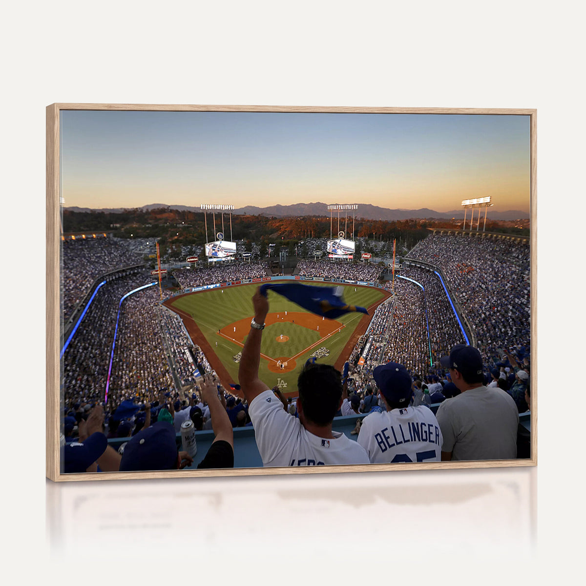 60162-MGV-CV-36X24 - Dodger Stadium Sunset Game Triple Canvas Wall Art, Los Angeles Dodgers MLB Match