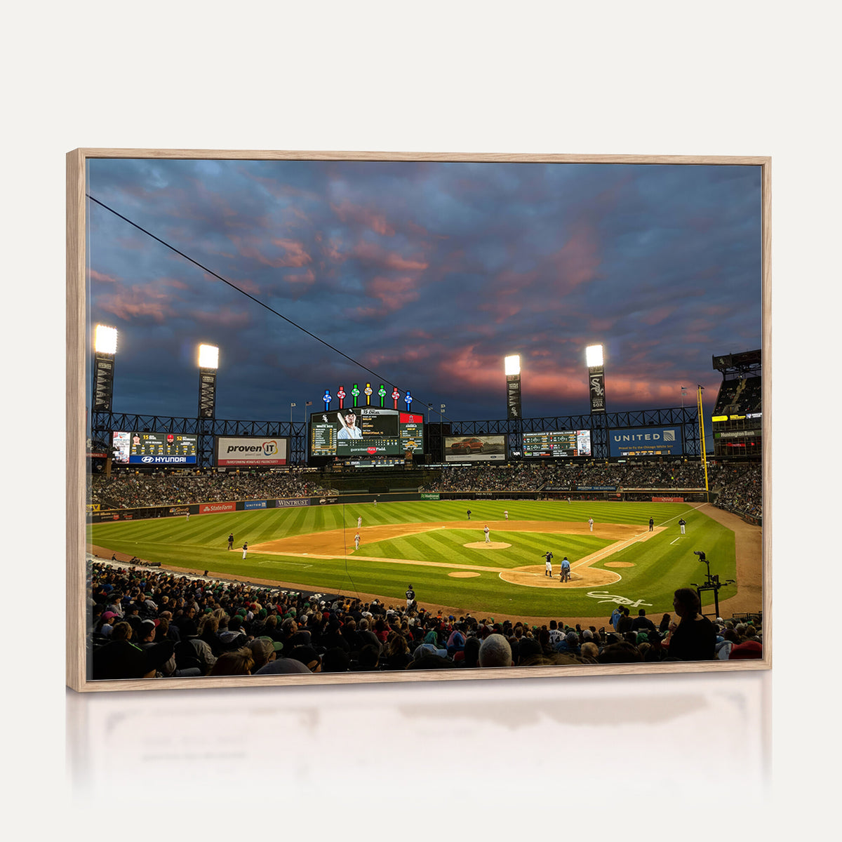 96063-MGV-CV-36X24 - Chicago White Sox Baseball Team Print Canvas, Guaranteed Rate Field, Framed and Ready to Hang