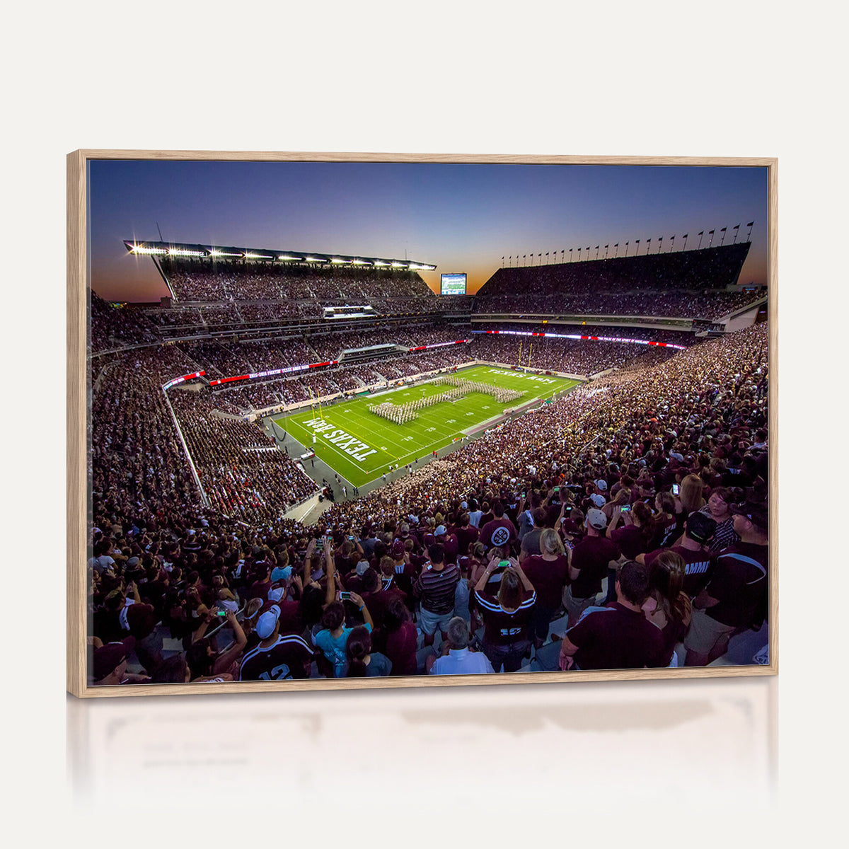 25148-MGV-CV-36X24 - Texas A&M University Aggies Football Team Print, College Station Kyle Field, Framed and Ready to Hang