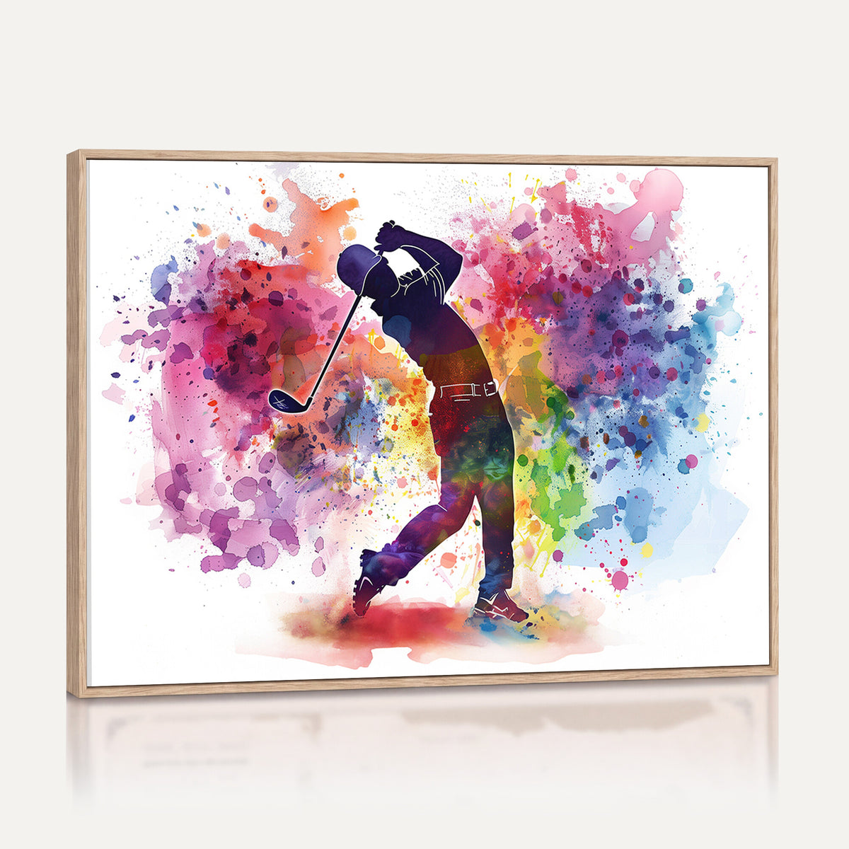 66537-MGV-CV-36X24 - Colorful Golfer Swing Wall Art Canvas Print, Ready to Hang