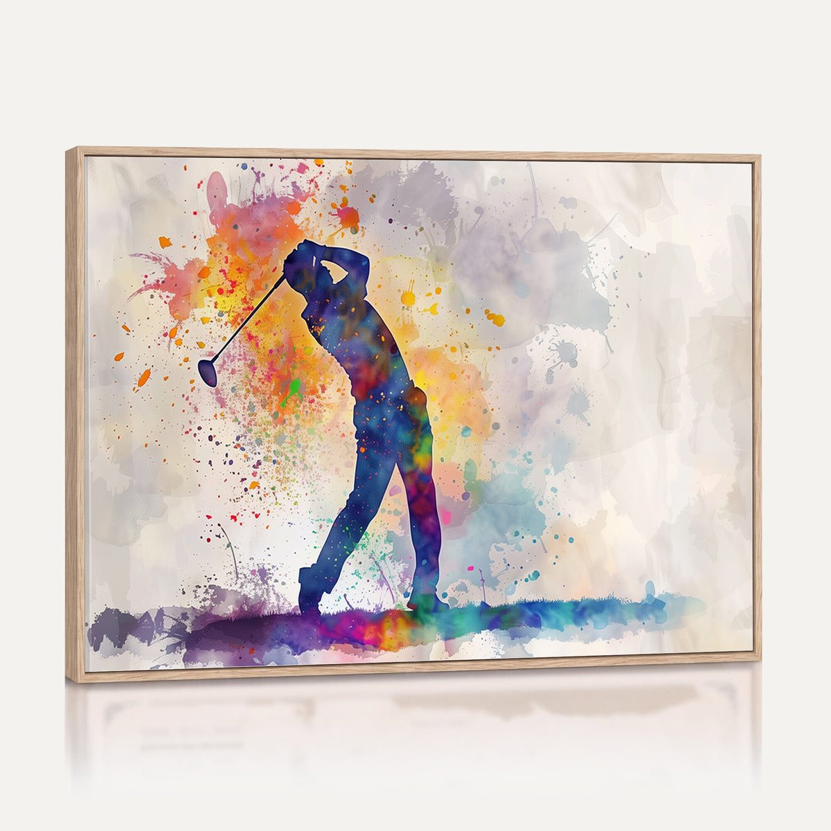 89625-MGV-CV-36X24 - Vibrant Watercolor Golf Swing Wall Art Canvas Print | Extra Large 3 Piece Canvas Wall Art