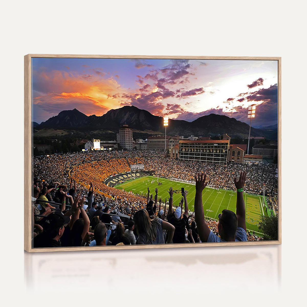 80381-MGV-CV-36X24 - Framed Colorado Buffaloes Football Team Print - Boulder Folsom Field Stadium Wall Art Canvas Print
