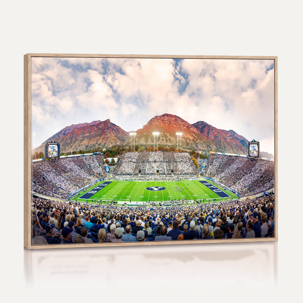 85734-MGV-CV-36X24 - Brigham Young University Cougars Football Team Print - Provo LaVell Edwards Stadium Wall Art Canvas