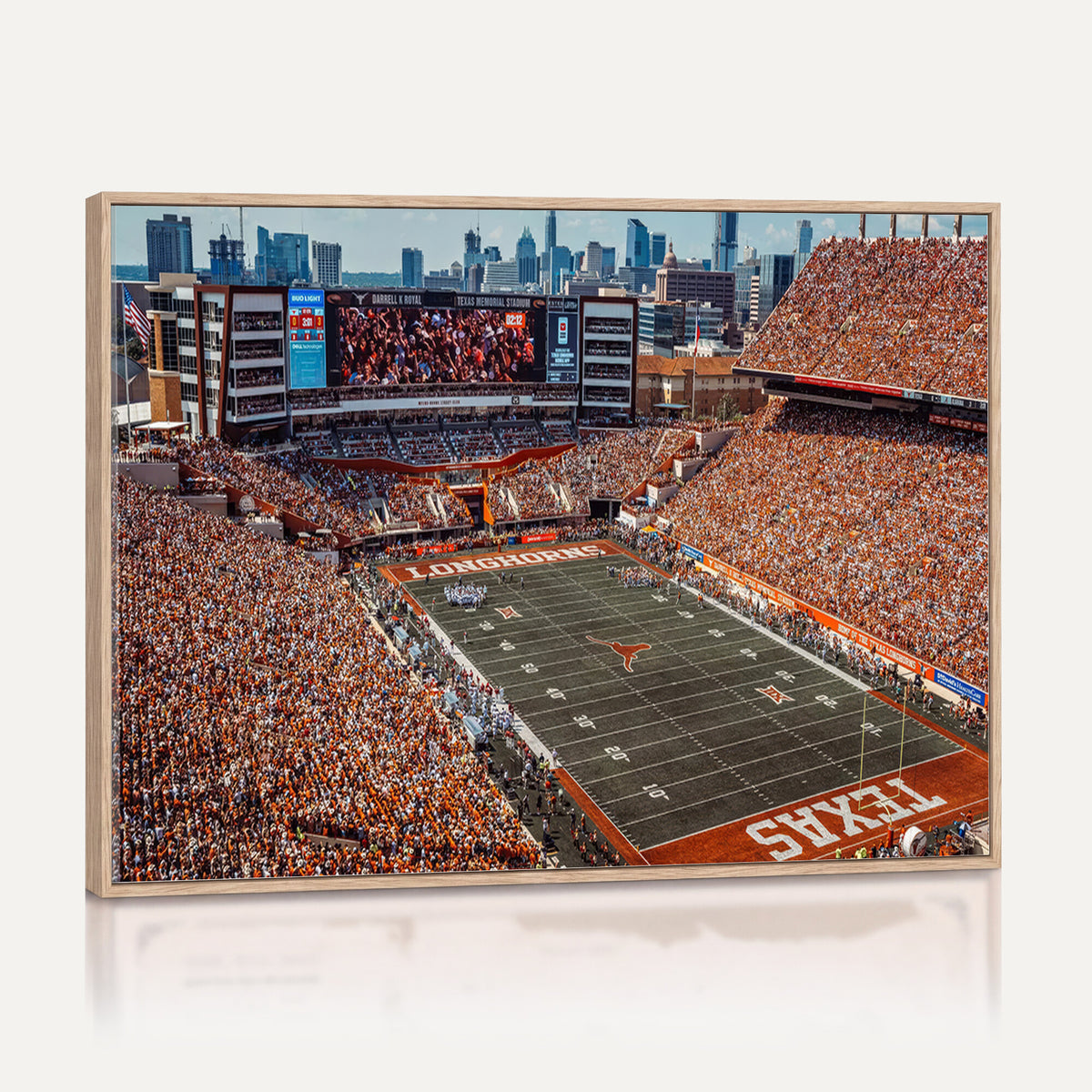 92103-MGV-CV-36X24 - University of Texas Longhorns Football Team Print - Austin Darrell K Royal-Texas Memorial Stadium