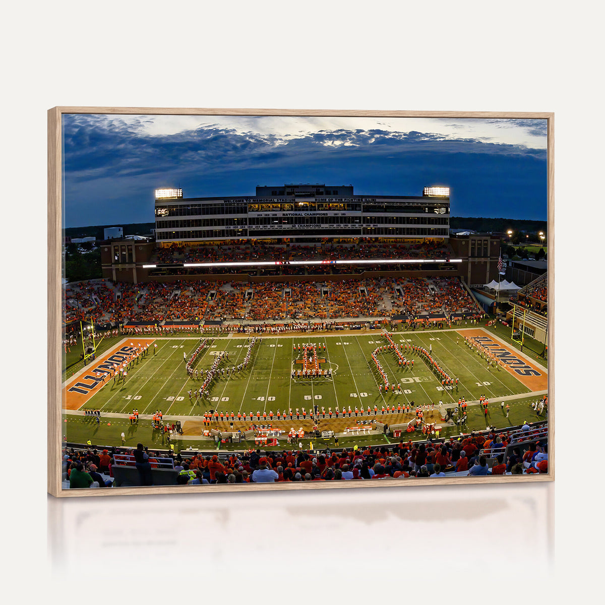 44513-MGV-CV-36X24 - University of Illinois Fighting Illini Football Team Print - Champaign Illinois Memorial Stadium