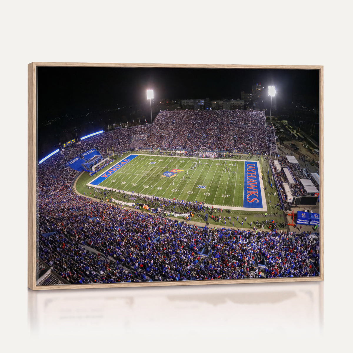 69760-MGV-CV-36X24 - University of Kansas Jayhawks Football Team Print - Lawrence Kansas Memorial Stadium Wall Art Canvas