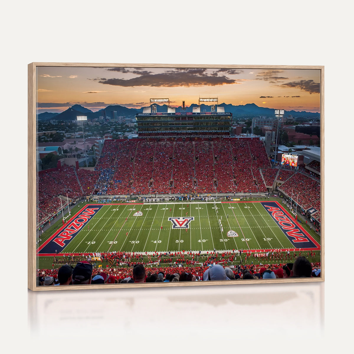 99722-MGV-CV-36X24 - Framed Arizona Wildcats Football Team Print - Tucson Arizona Stadium Wall Art Canvas Print