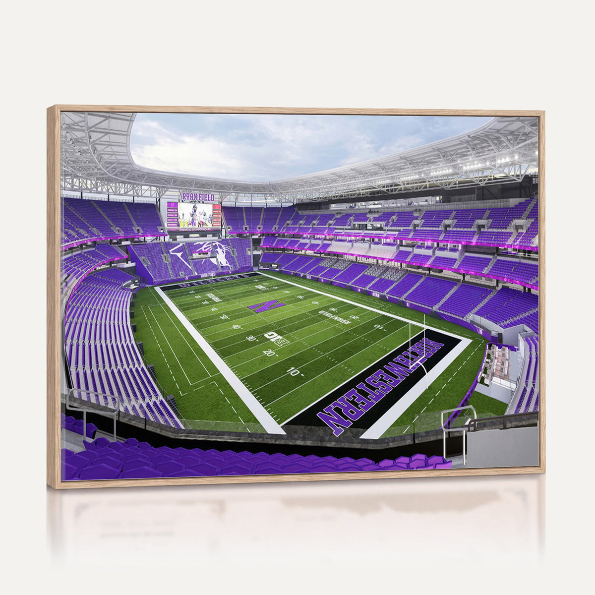 49190-MGV-CV-36X24 - Northwestern University Wildcats Football Team Print - Evanston Ryan Field Wall Art Canvas Print