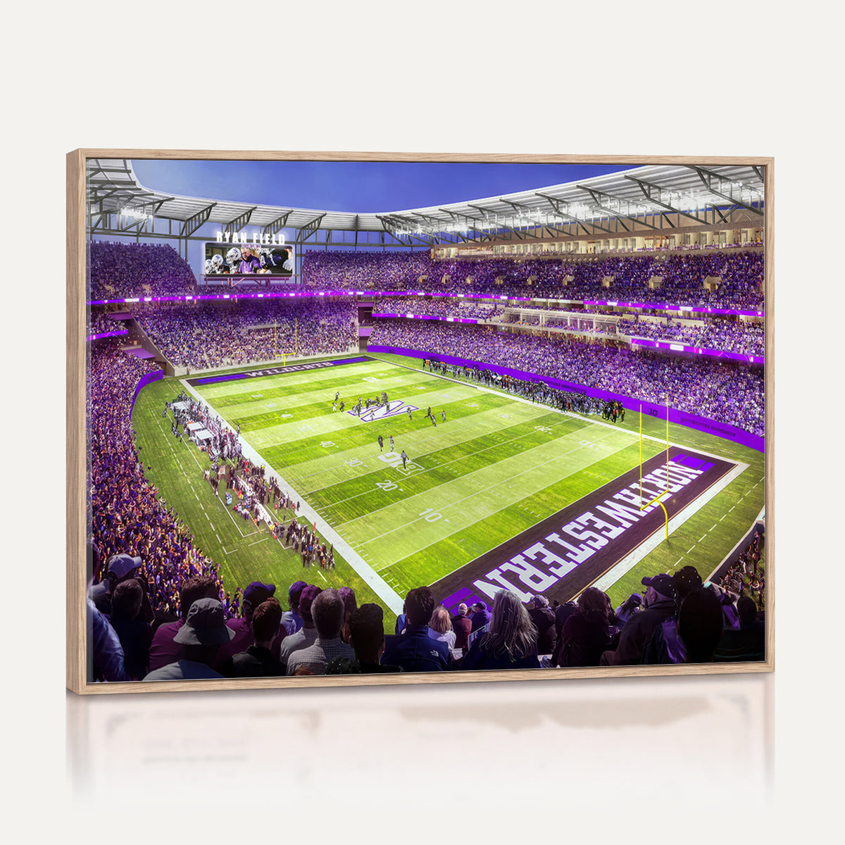 81245-MGV-CV-36X24 - Northwestern University Wildcats Football Team Print - Evanston Ryan Field Wall Art Canvas Print