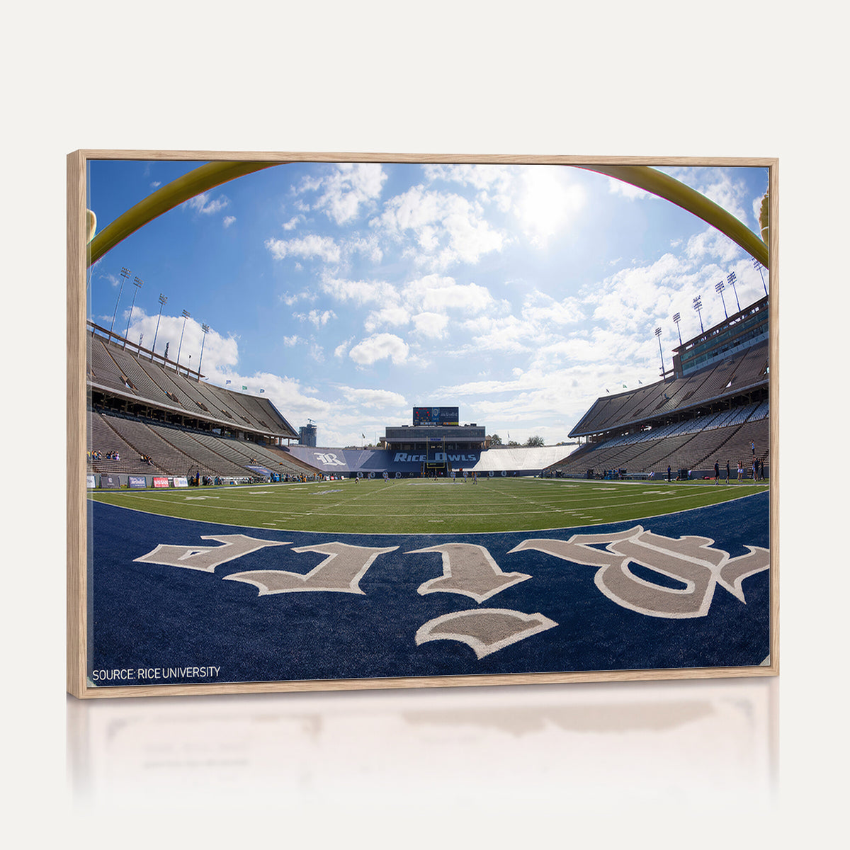 50267-MGV-CV-36X24 - Rice University Owls Football Team Print, Houston Rice Stadium, Framed and Ready to Hang