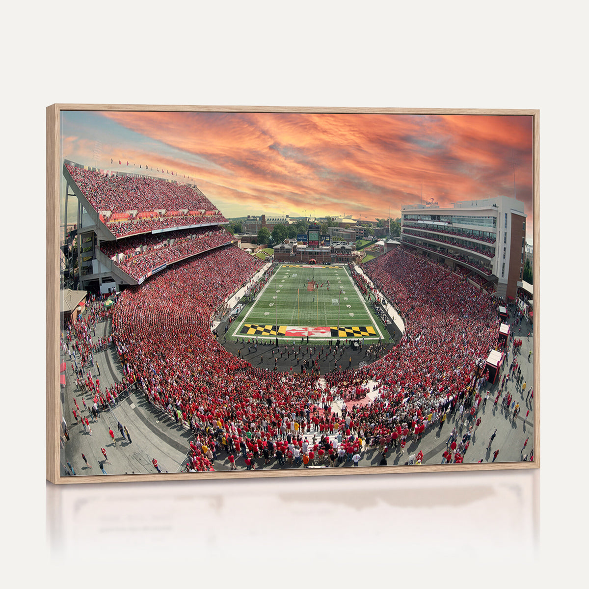 24140-PAN-FL-20X10 - University of Maryland Terrapins Football Team Print - College Park SECU Stadium Wall Art Canvas