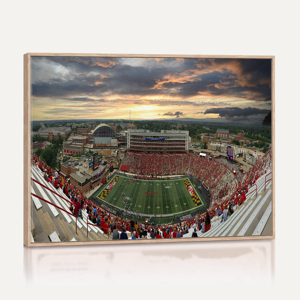 29993-PAN-FL-20X10 - University of Maryland Terrapins Football Team Print - College Park SECU Stadium Wall Art Canvas