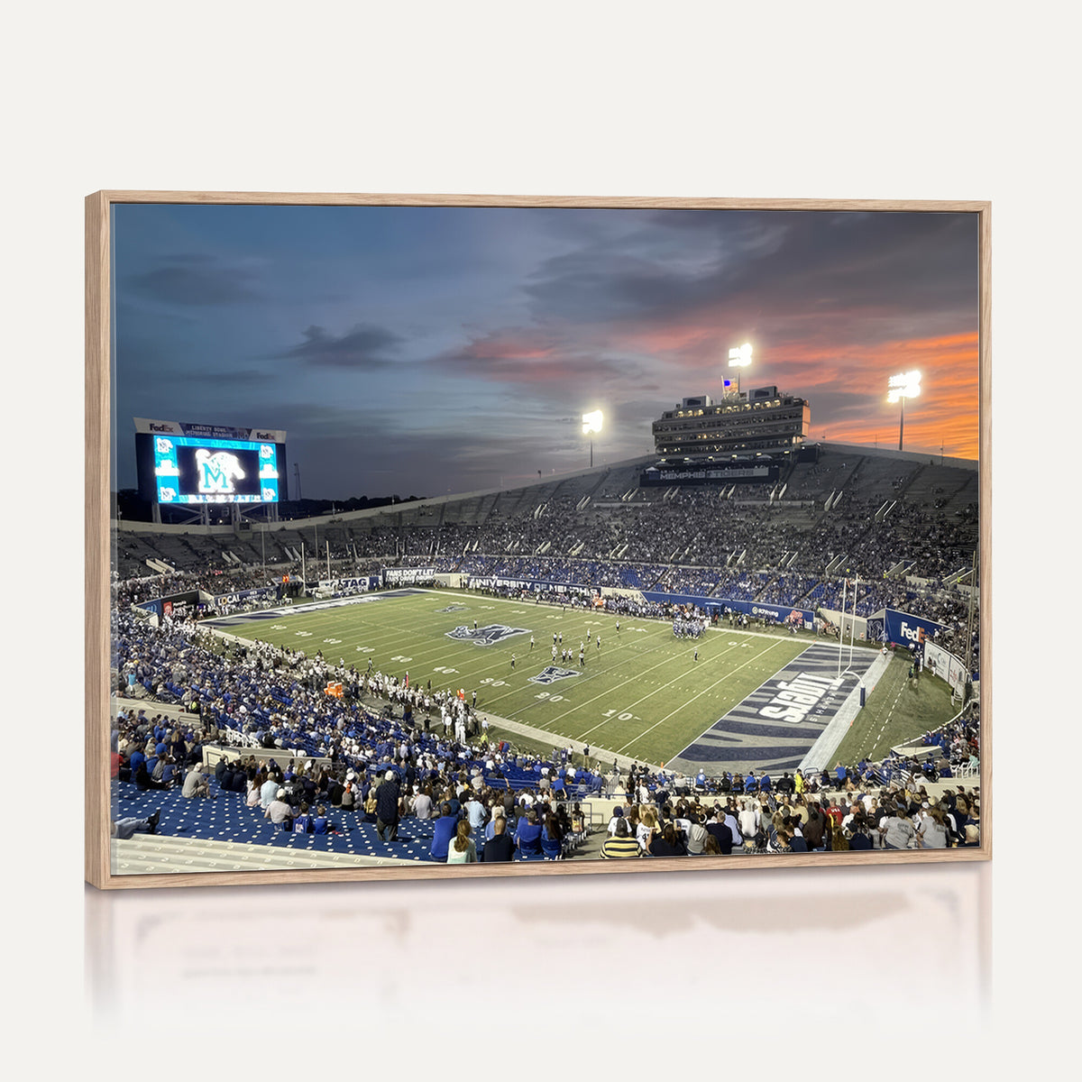 64409-PAN-FL-20X10 - Memphis Tigers Football Team Print - Memphis Simmons Bank Liberty Stadium Wall Art Canvas Print