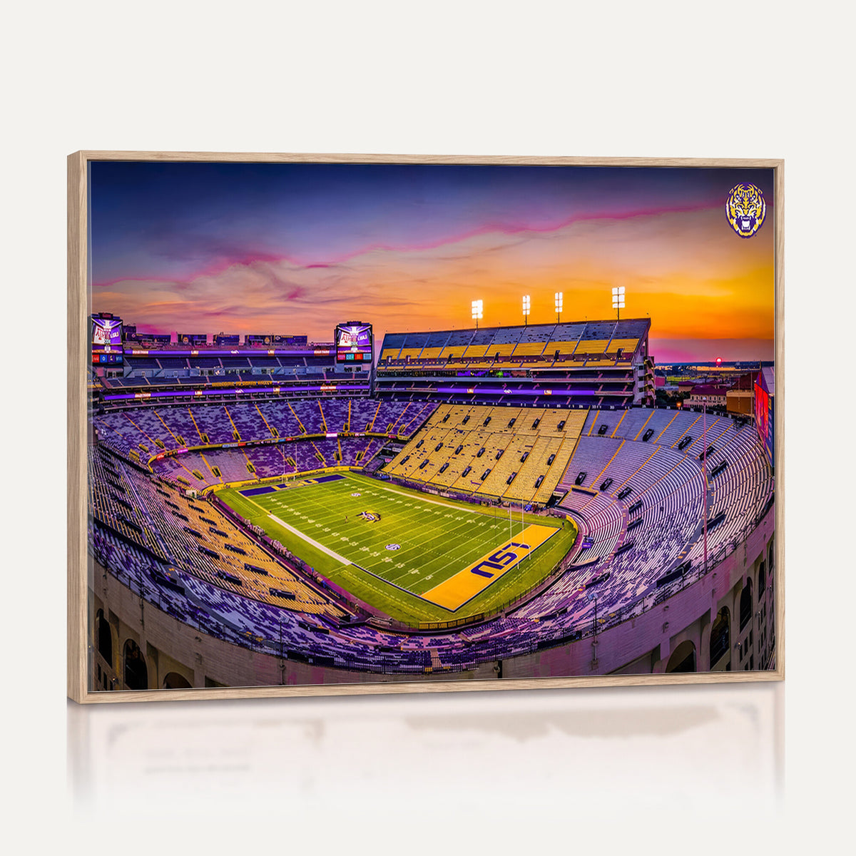 93538-MGV-CV-36X24 - The Louisiana State University Tigers Football Team Print, Framed and Ready to Hang Stadium Print