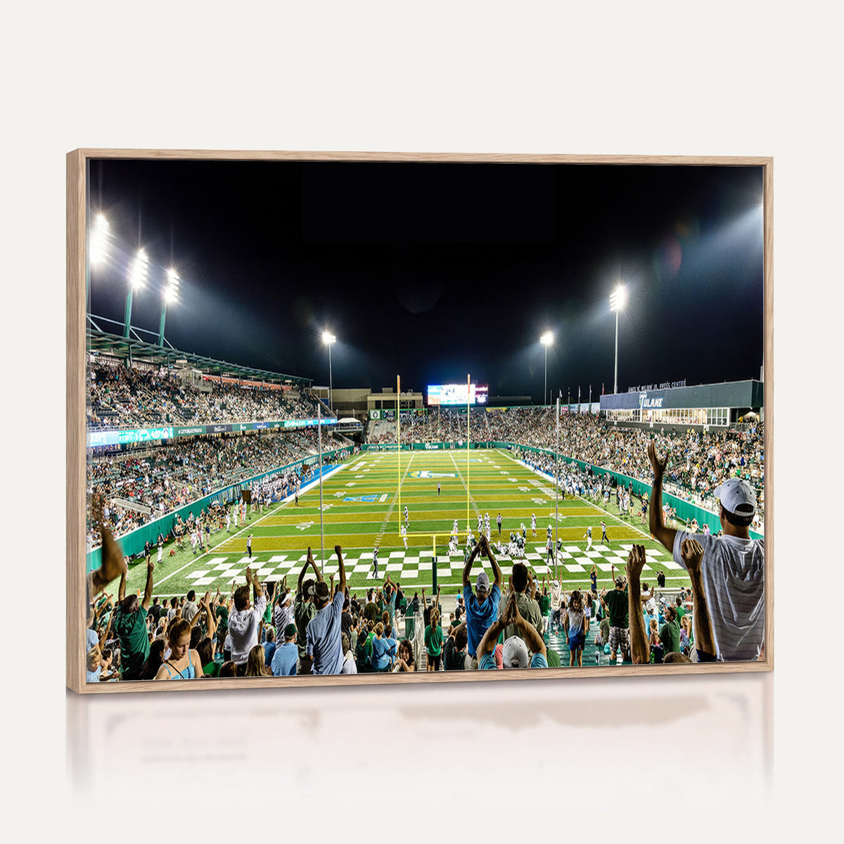 56448-MGV-CV-36X24 - The Tulane University Green Wave Football Team Print, New Orleans Yulman Stadium