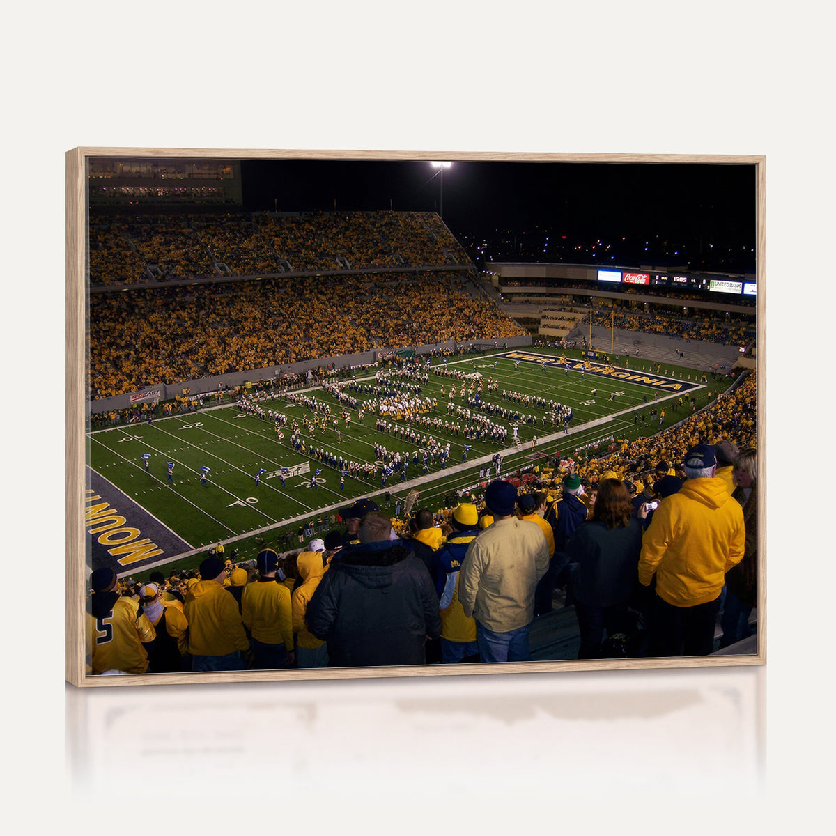 58154-MGV-CV-36X24 - West Virginia University Mountaineers Football Team Print, Milan Puskar Stadium, Morgantown