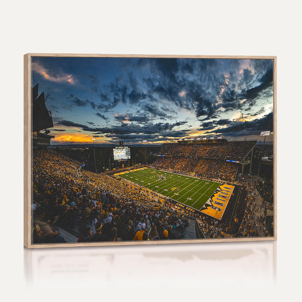 61020-MGV-CV-36X24 - University of Wyoming Cowboys Football Team Print, Laramie, Framed and Ready to Hang