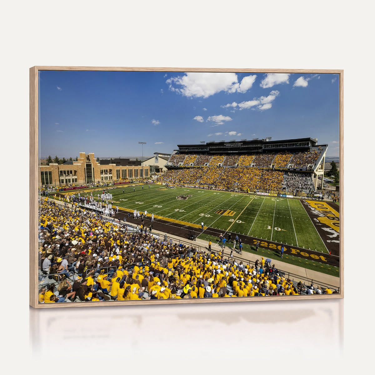 75112-MGV-CV-36X24 - University of Wyoming Cowboys Football Team Print, Laramie, Home Bar Wall Decor