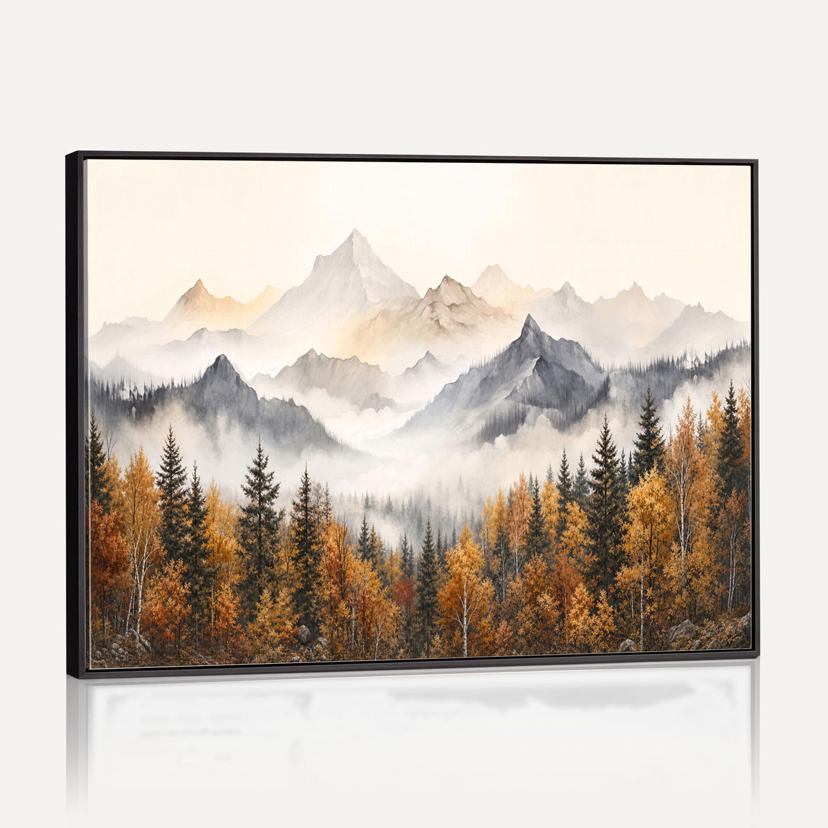 70049-MGV-CV-36X24 - Abstract Mountain Wall Art, Misty Mountain Forest