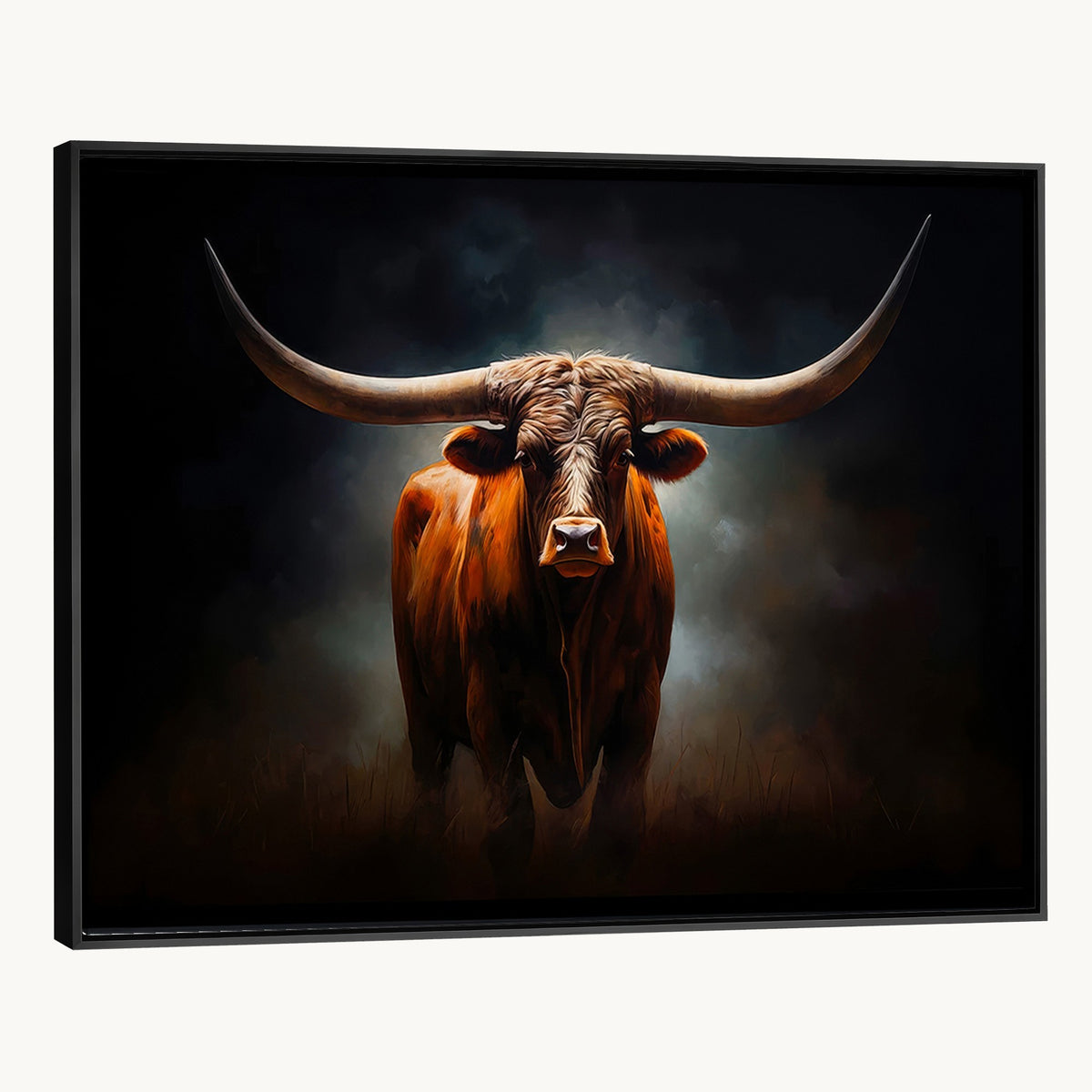 48896-MGV-CV-24X16 - Abstract Texas Longhorn Wall Art Print | 3-Panel Large Texas Longhorn Canvas