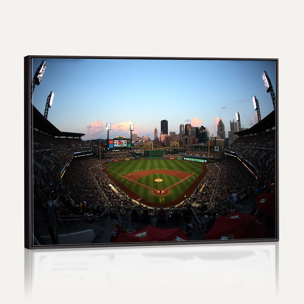 67670-MGV-CV-36X24 - PNC Park Evening Game Triple Canvas Wall Art | Pittsburgh Pirates MLB Stadium