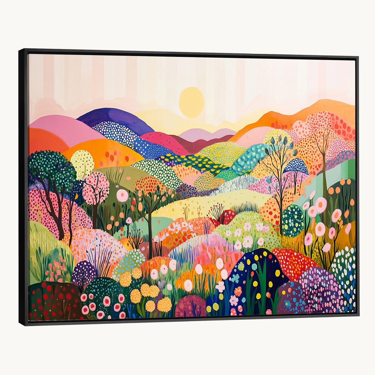 63198-MGV-CV-24X16 - Yayoi Kusama 1986 Wall Art Print, Yayoi Kusama Wabi Sabi Japanese Abstract Landscape Canvas