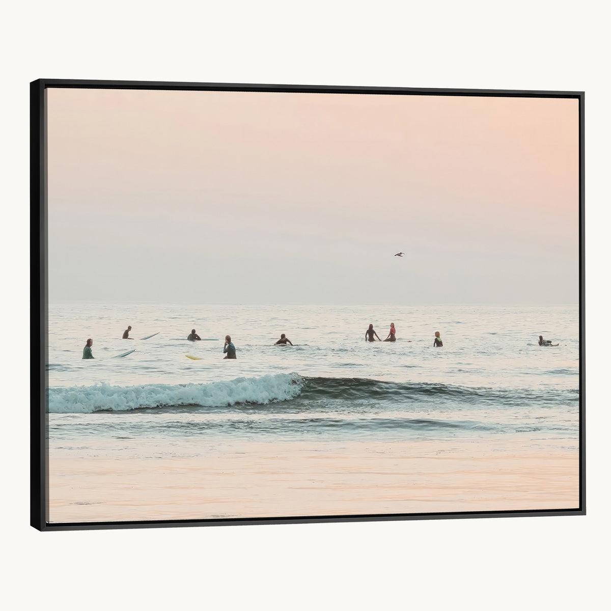98888919-MGV-CV-24X16 - Pastel Ocean Wall Art Canvas Print, Framed Soft Sunset Calm Sea Coastal Art