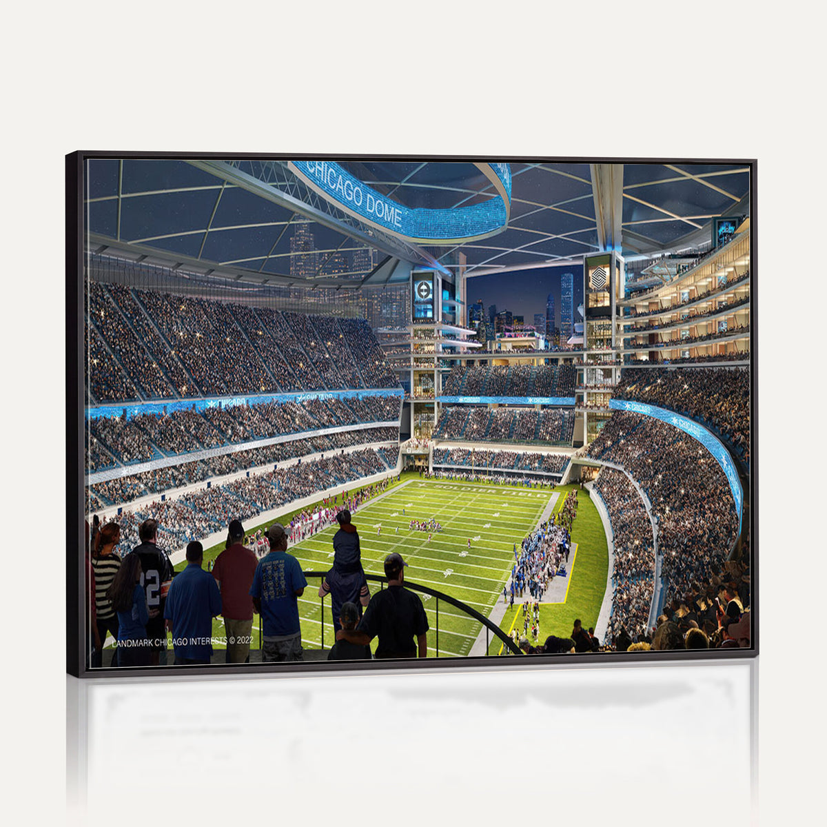 41816511-MGV-CV-36X24 - Chicago Dome Stadium Wall Art Canvas Print, Framed Modern Decor
