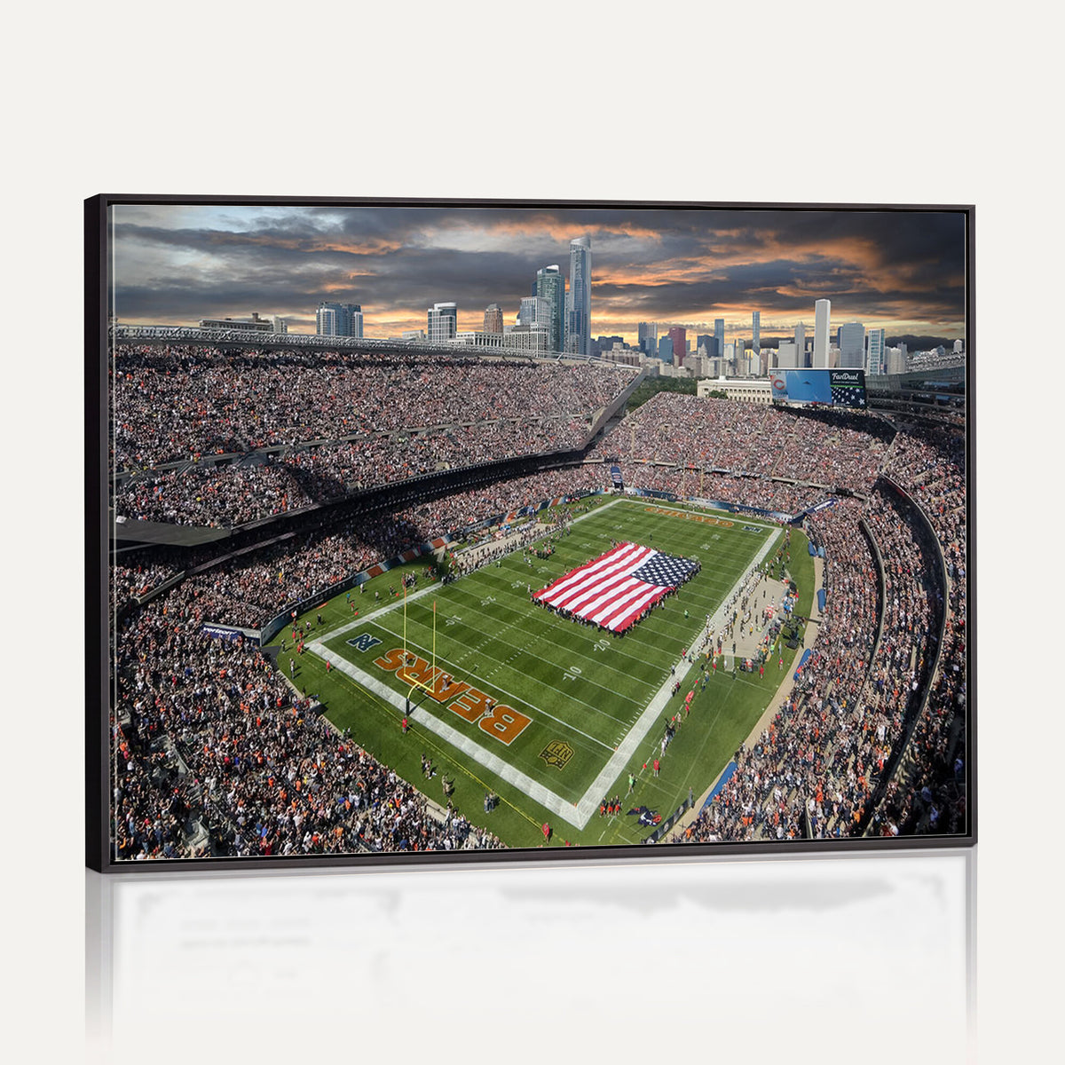 98106777-PAN-FL-20X10 - Chicago Bears Soldiers Field Wall Art Canvas Print, Extra Large Game Room Wall Decor