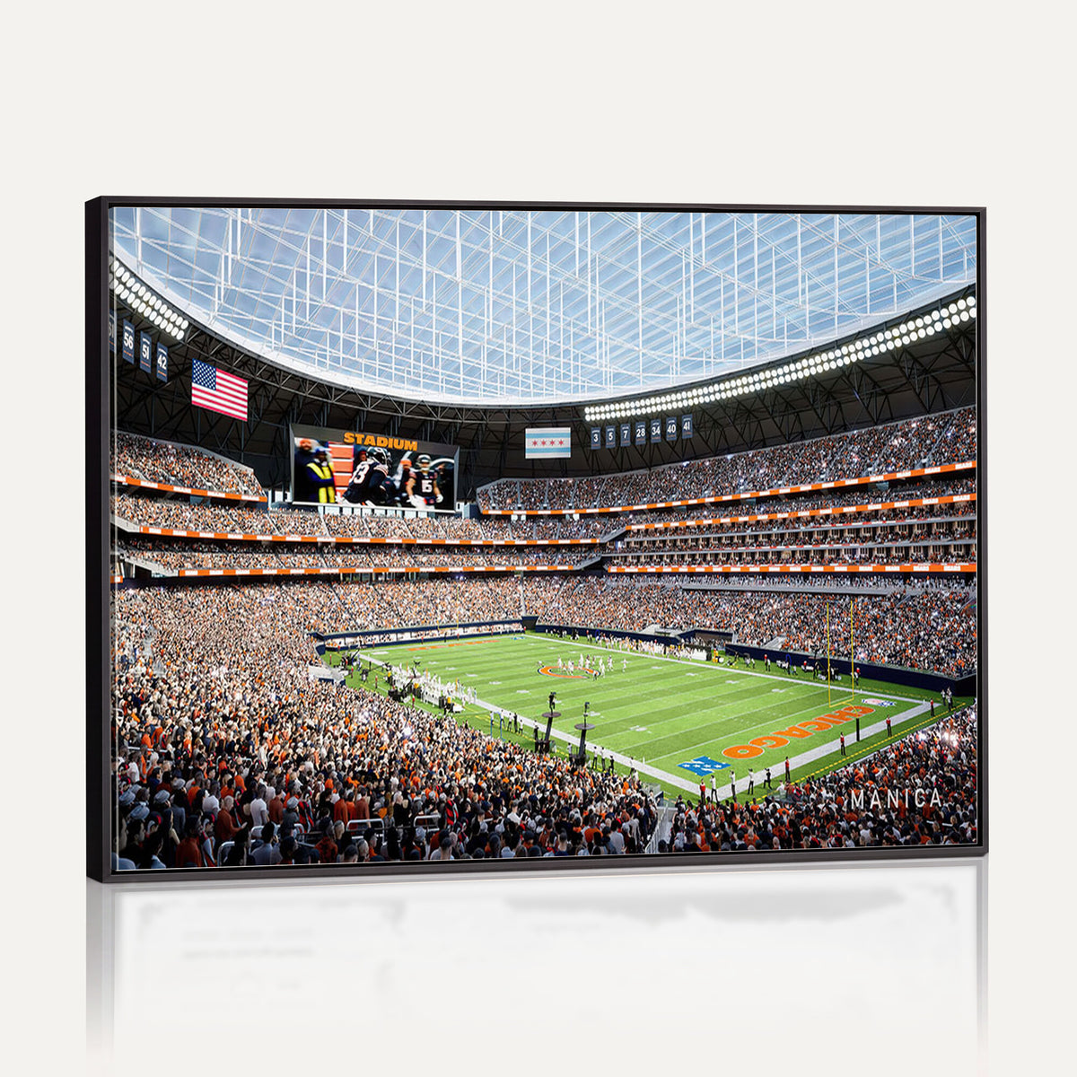 32530647-PAN-FL-20X10 - Chicago Bears Soldiers Field Wall Art Canvas Print, Framed and Ready to Hang