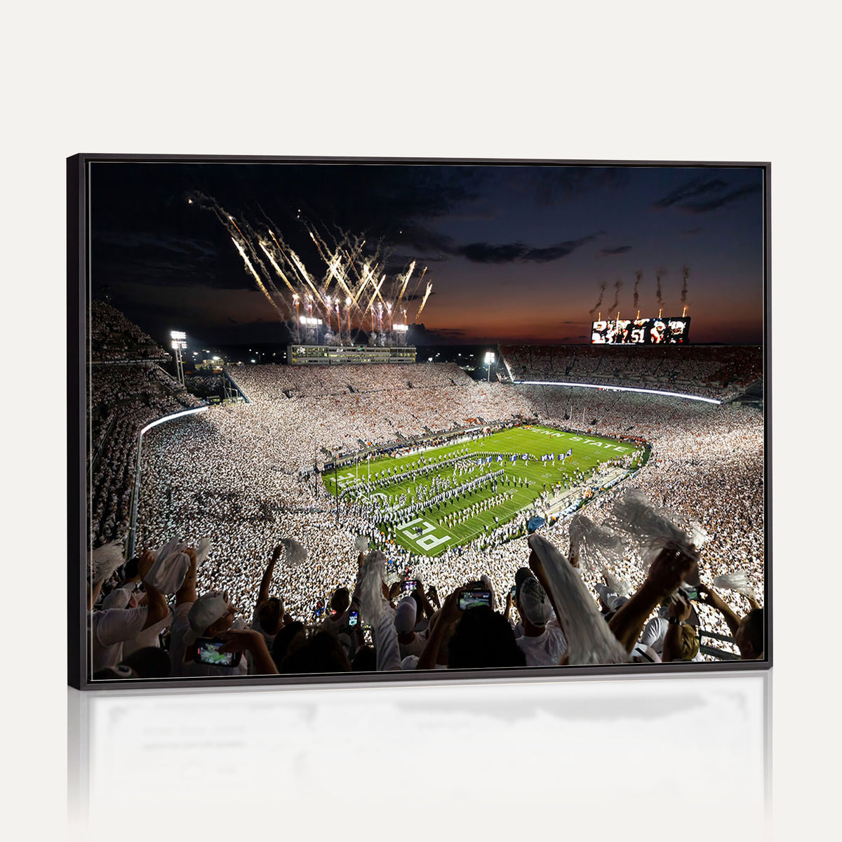11221988-MGV-CV-36X24 - Epic Night Football Stadium Wall Art Canvas Print, Fireworks and Crowd