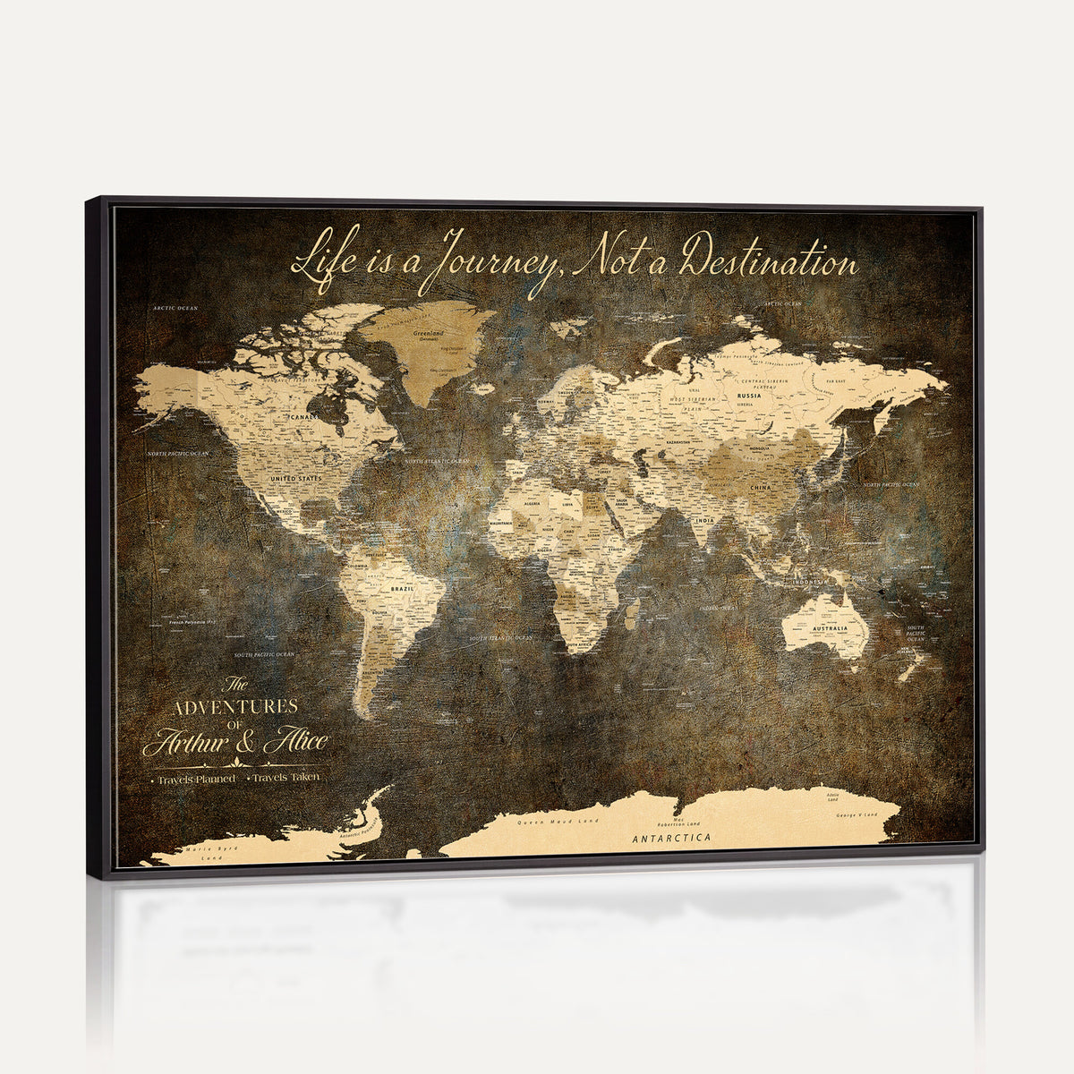 75877068-MGV-CV-36X24 - Custom Push Pin Travel Map Canvas Print, Couples Countries Visited Map, Bedroom and Study Decor