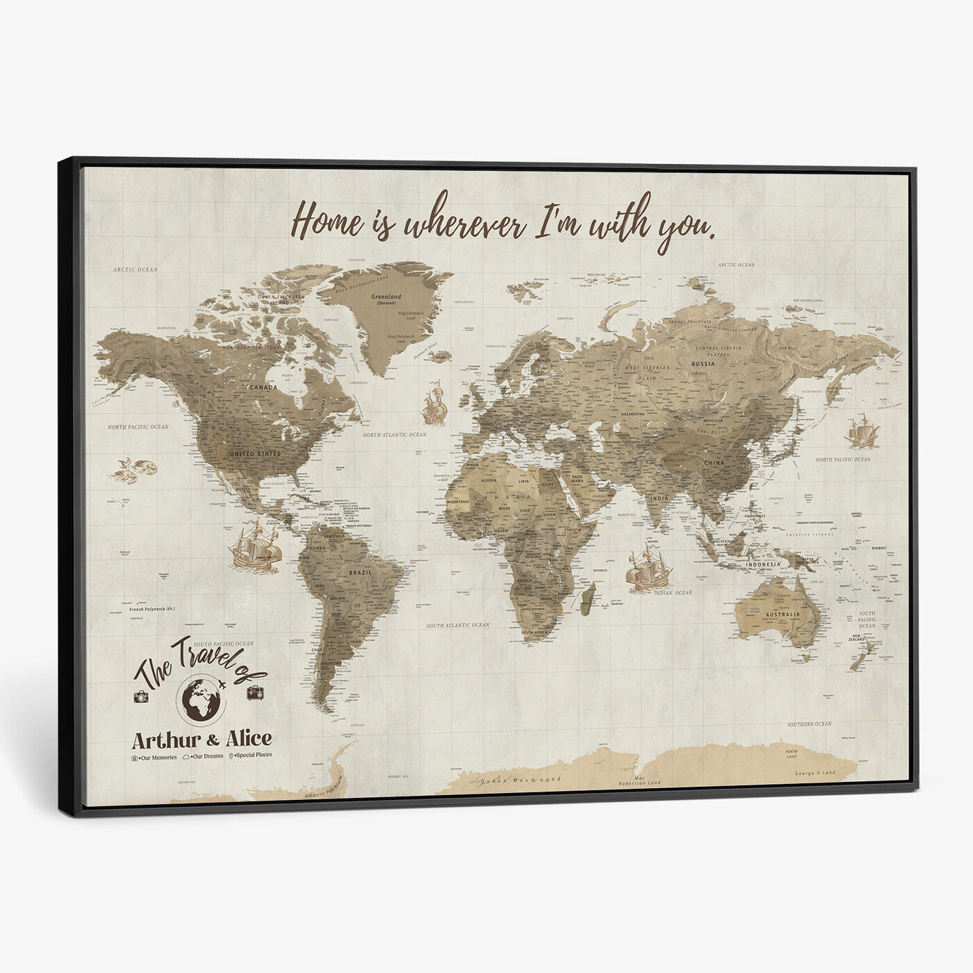 61351027-MGV-CV-36X24 - Custom Push Pin World Map Wall Art Canvas Print – Personalized Travel Tracker with Pins - NEWMAP-11