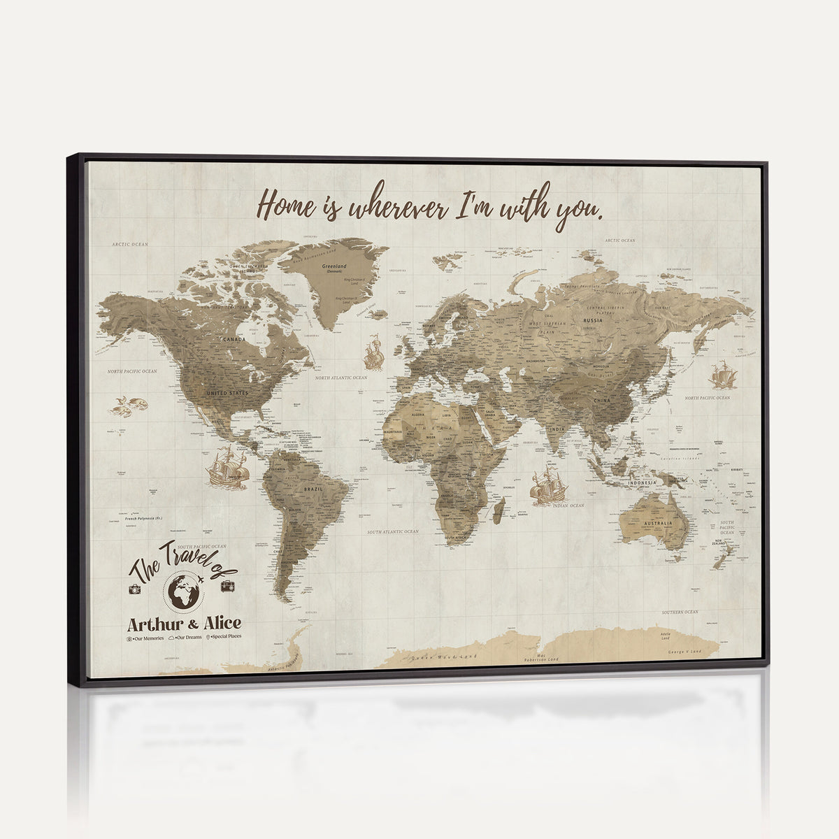 61351027-MGV-CV-36X24 - Custom Push Pin World Map Wall Art Canvas Print | Personalized Travel Tracker with Pins - NEWMAP-11