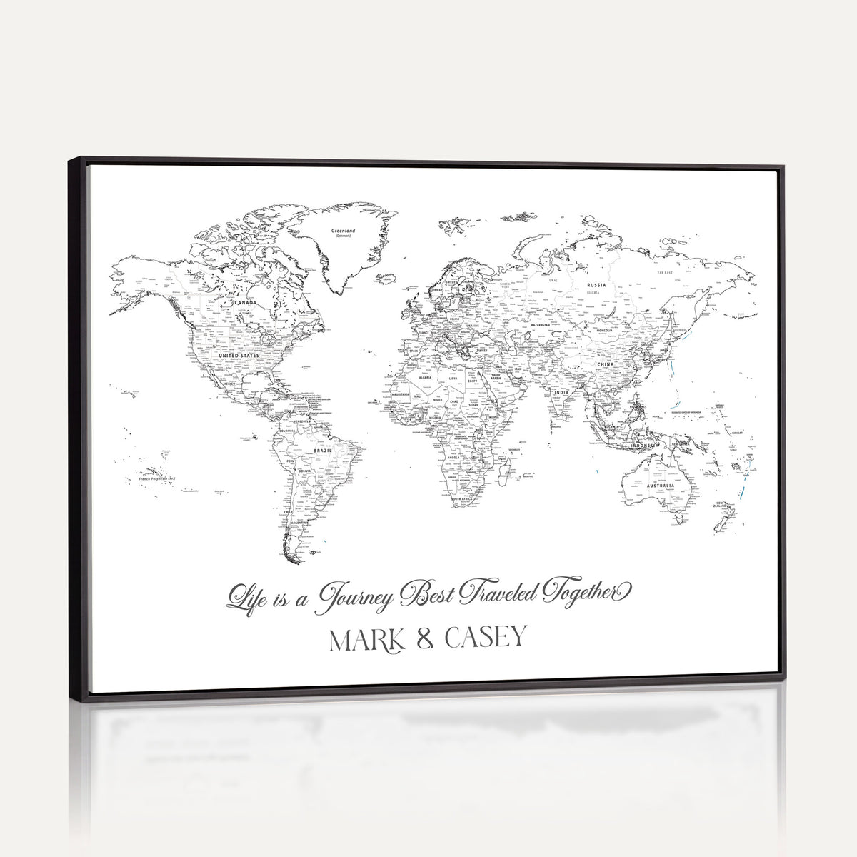 57820424-MGV-CV-36X24 - Custom Push Pin World Map Wall Art Canvas Print – Personalized Travel Tracker with Pins Framed Large for Home and Office Decor