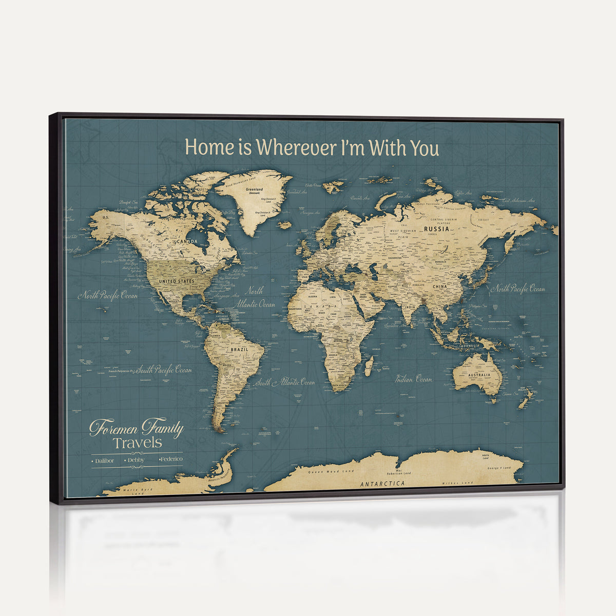 15936891-MGV-CV-36X24 - Custom Push Pin World Map Wall Art Canvas Print | Personalized Travel Tracker with Pins Framed Large for Home and Office Decor