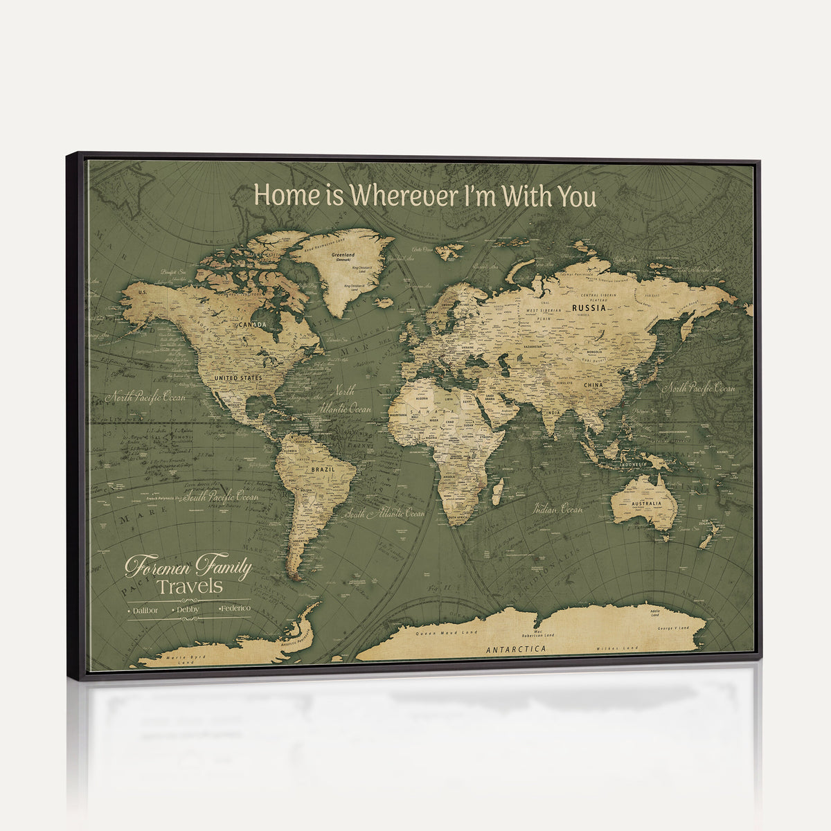 31715895-MGV-CV-36X24 - Custom Push Pin World Map Wall Art Canvas Print | Personalized Travel Tracker with Pins Framed Large for Home and Office Decor