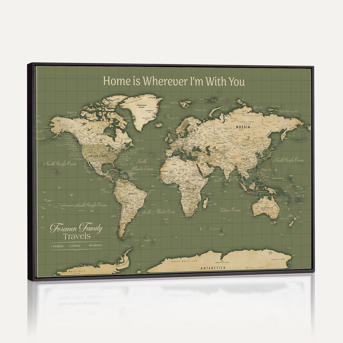 88521244-MGV-CV-36X24 - Custom Push Pin World Map Wall Art Canvas Print | Personalized Travel Tracker with Pins Framed Large for Home and Office Decor