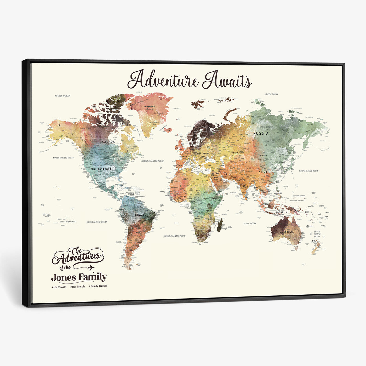 73360781-MGV-CV-36X24 - Custom Push Pin World Map Wall Art Canvas Print – Personalized Travel Tracker - NEWMAP-7