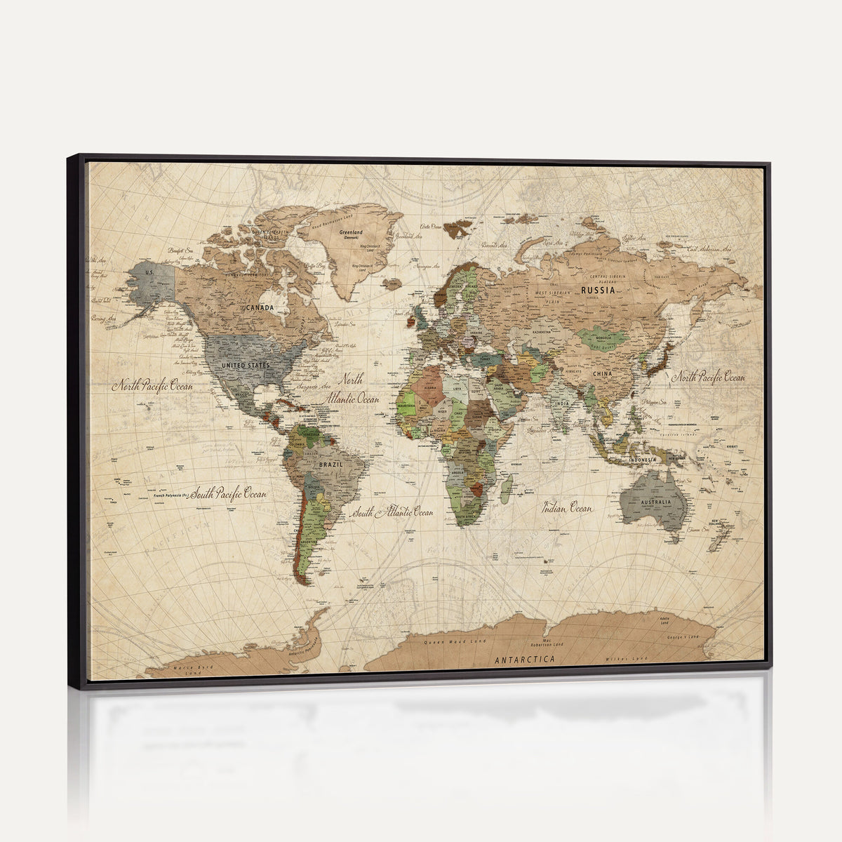36735609-MGV-CV-36X24 - Framed World Map Wall Art for Home and Office Decor