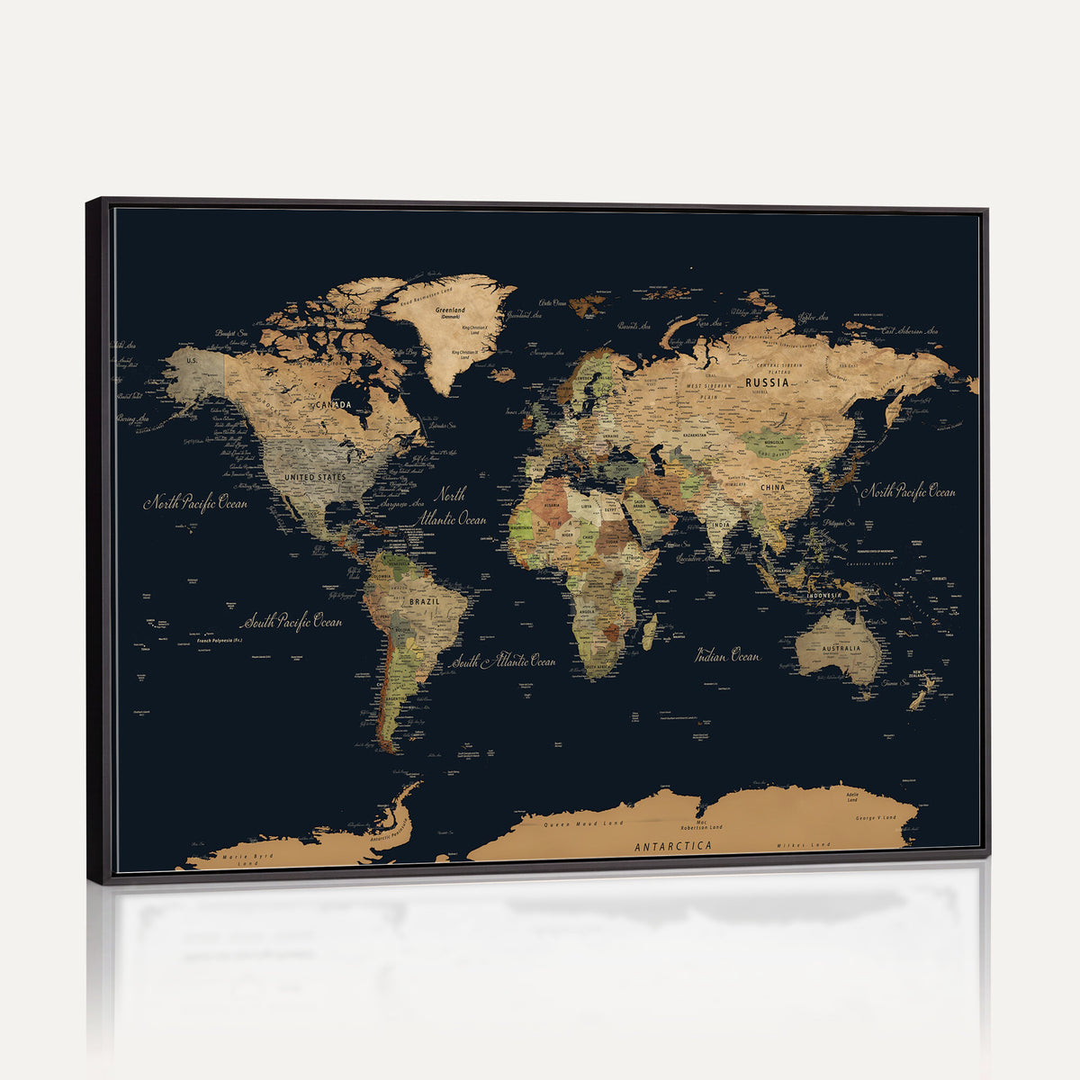 94449133-MGV-CV-36X24 - Vintage World Map Canvas on the Dark Background Wall Art