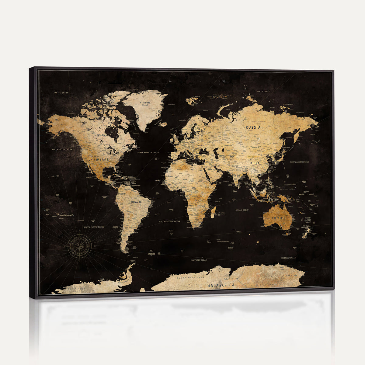 70468159-MGV-CV-36X24 - Extra Large World Map Canvas Print – Detailed Map Classic