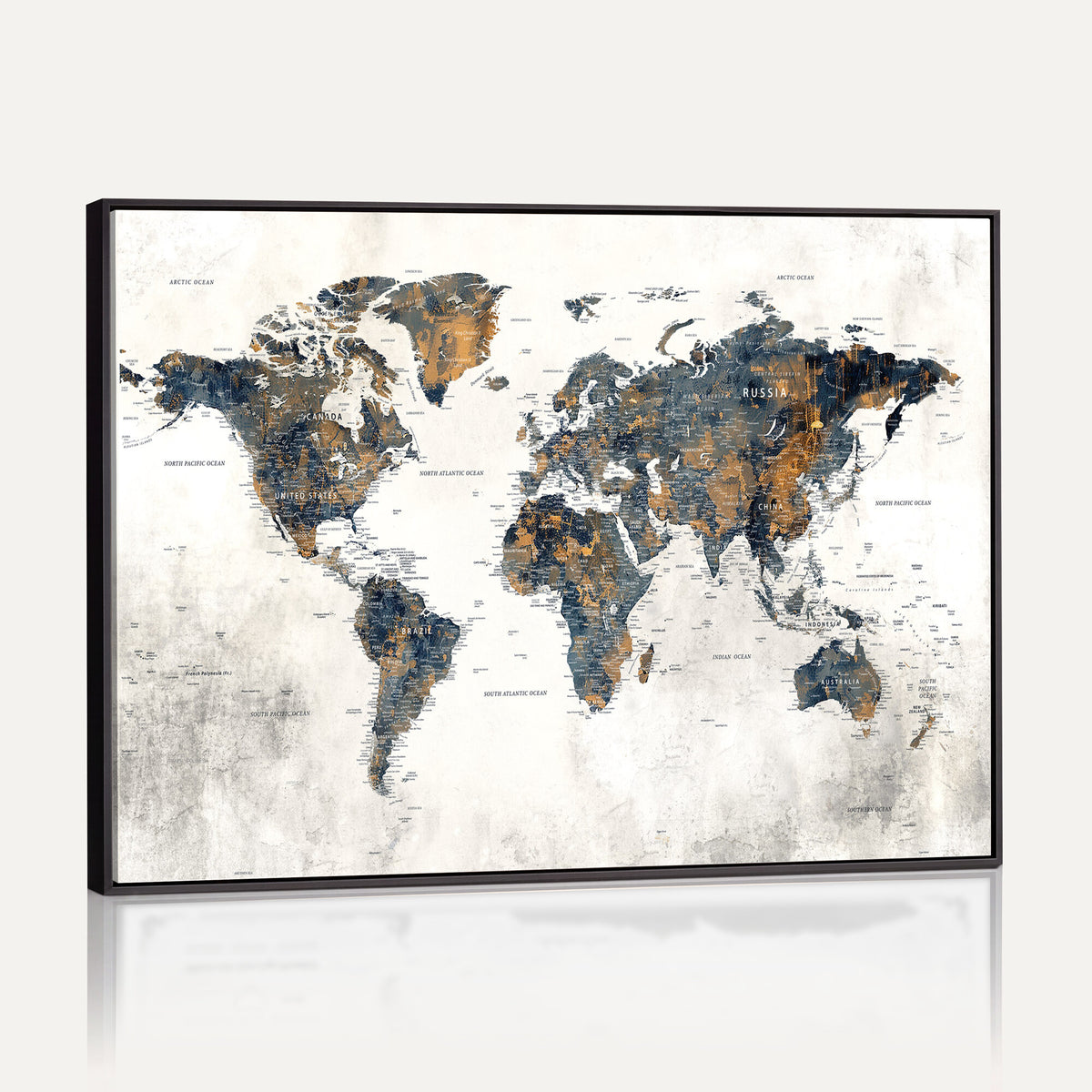 52451147-MGV-CV-36X24 - World Map Wall Art Canvas Print for Office Wall Decor