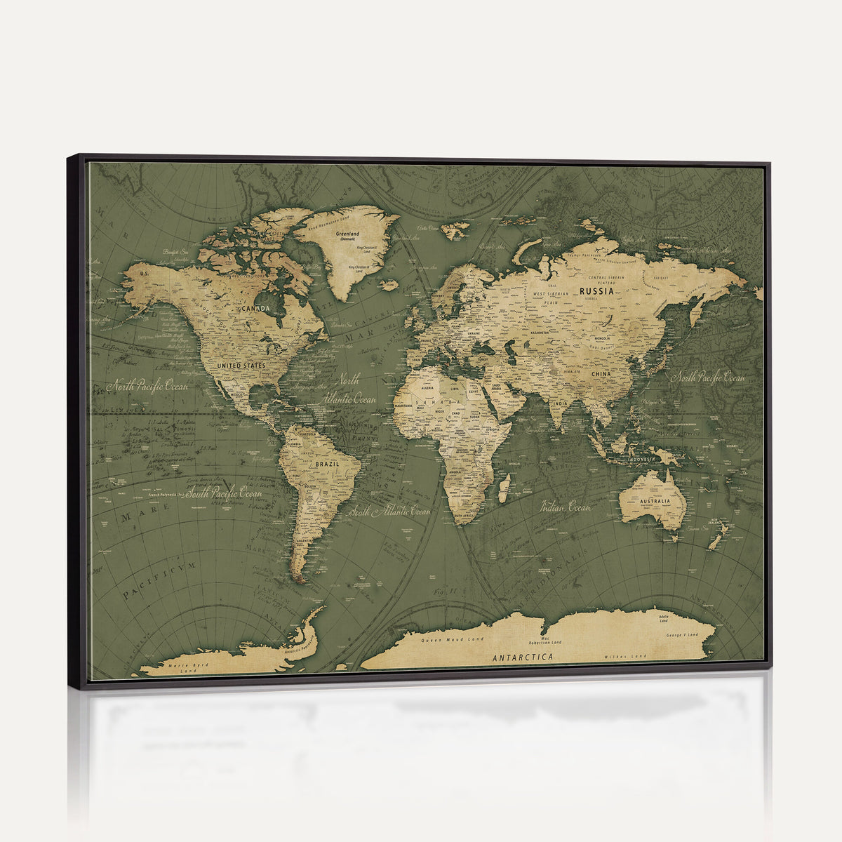 75846040-MGV-CV-36X24 - Large World Map Canvas Wall Art Print for Study Room Decor -