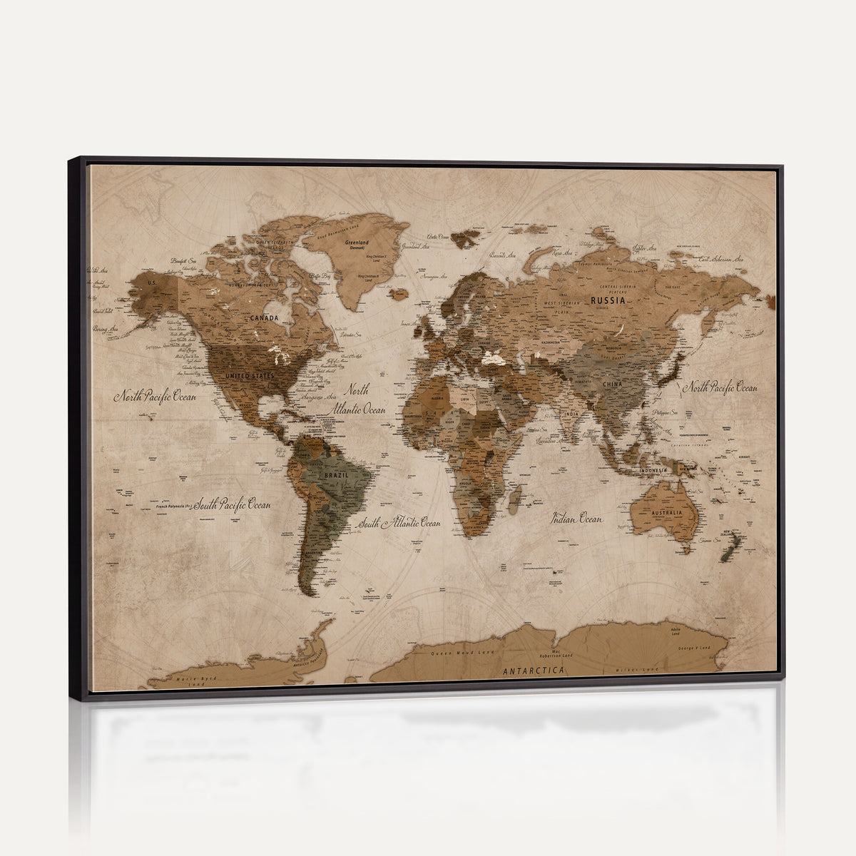 40064188-MGV-CV-36X24 - World Map Wall Art Canvas Print, Modern Decorative Framed Map Artwork Prints for Living Room, Office, Bedroom Wall Decor