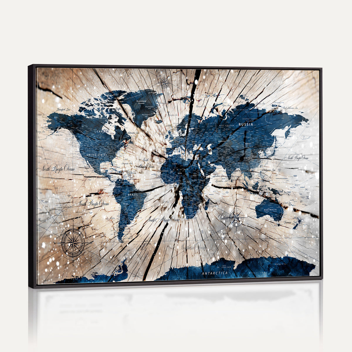 19478704-MGV-CV-36X24 - World Map Wall Art Canvas Print, Modern Decorative Framed Map Artwork Prints for Living Room, Office, Bedroom Wall Decor