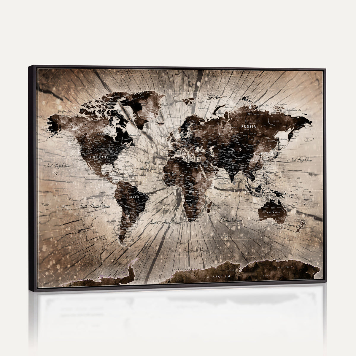 94623295-MGV-CV-36X24 - World Map Wall Art Canvas Print, Modern Decorative Framed Map Artwork Prints for Living Room, Office, Bedroom Wall Decor