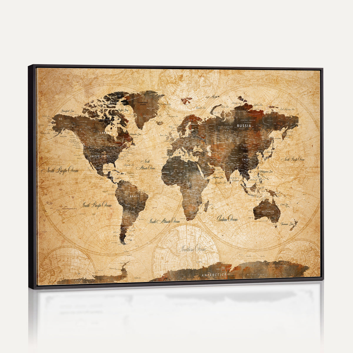 63156625-MGV-CV-36X24 - World Map Wall Art Canvas Print, Modern Decorative Framed Map Artwork Prints for Living Room, Office, Bedroom Wall Decor