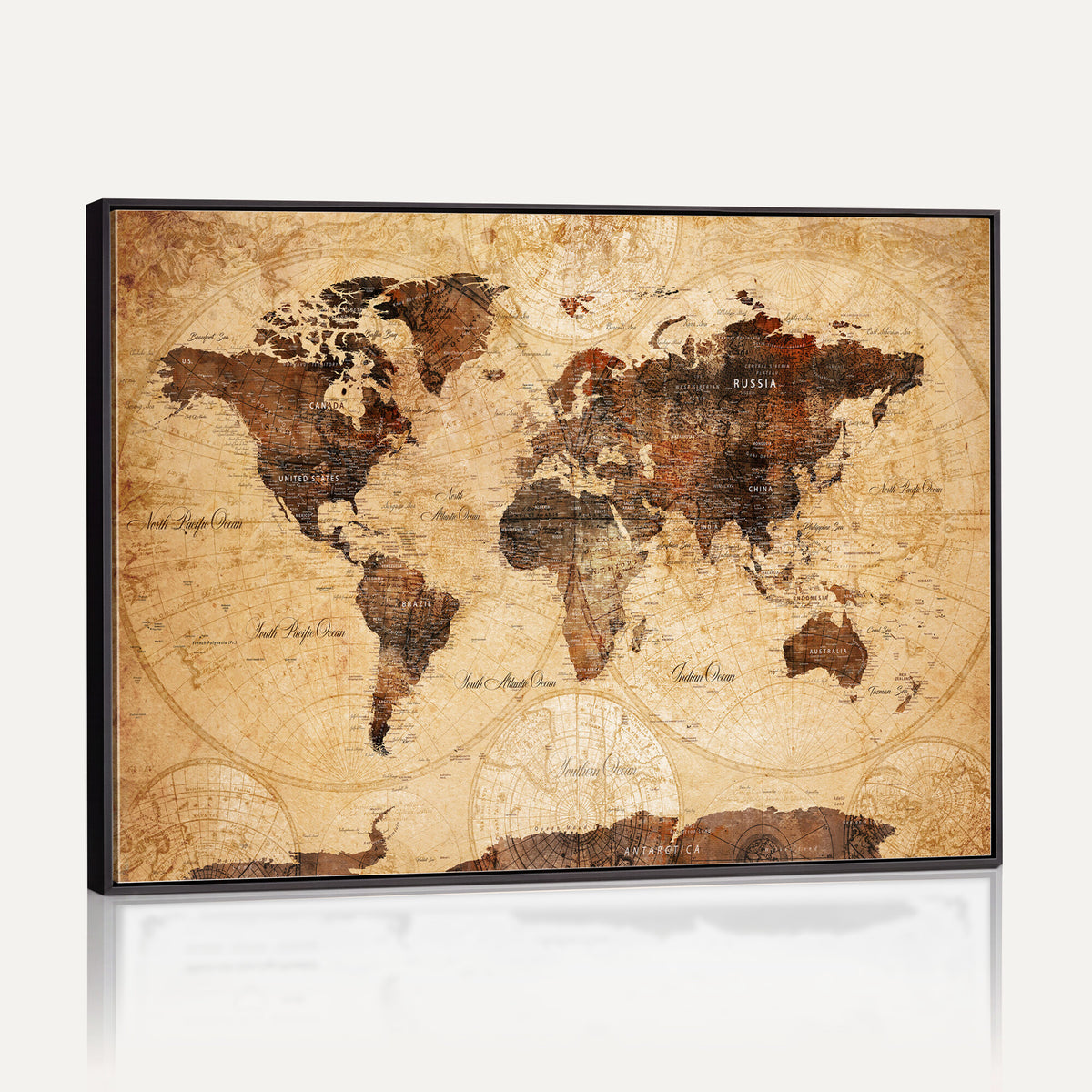 40760475-MGV-CV-36X24 - World Map Wall Art Canvas Print, Modern Decorative Framed Map Artwork Prints for Living Room, Office, Bedroom Wall Decor