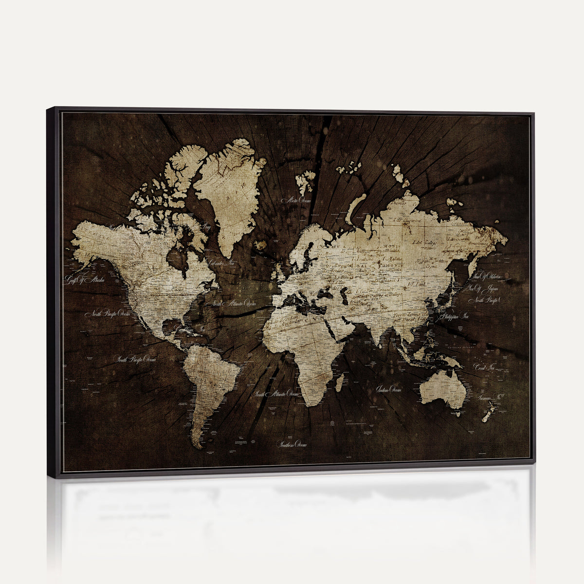 40991509-MGV-CV-36X24 - World Map Wall Art Canvas Print, Modern Decorative Framed Map Artwork Prints for Living Room, Office, Bedroom Wall Decor